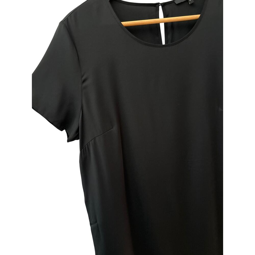 Quince Washable Stretch Silk Tee Dress in Black Size Large - Picture 6 of 9